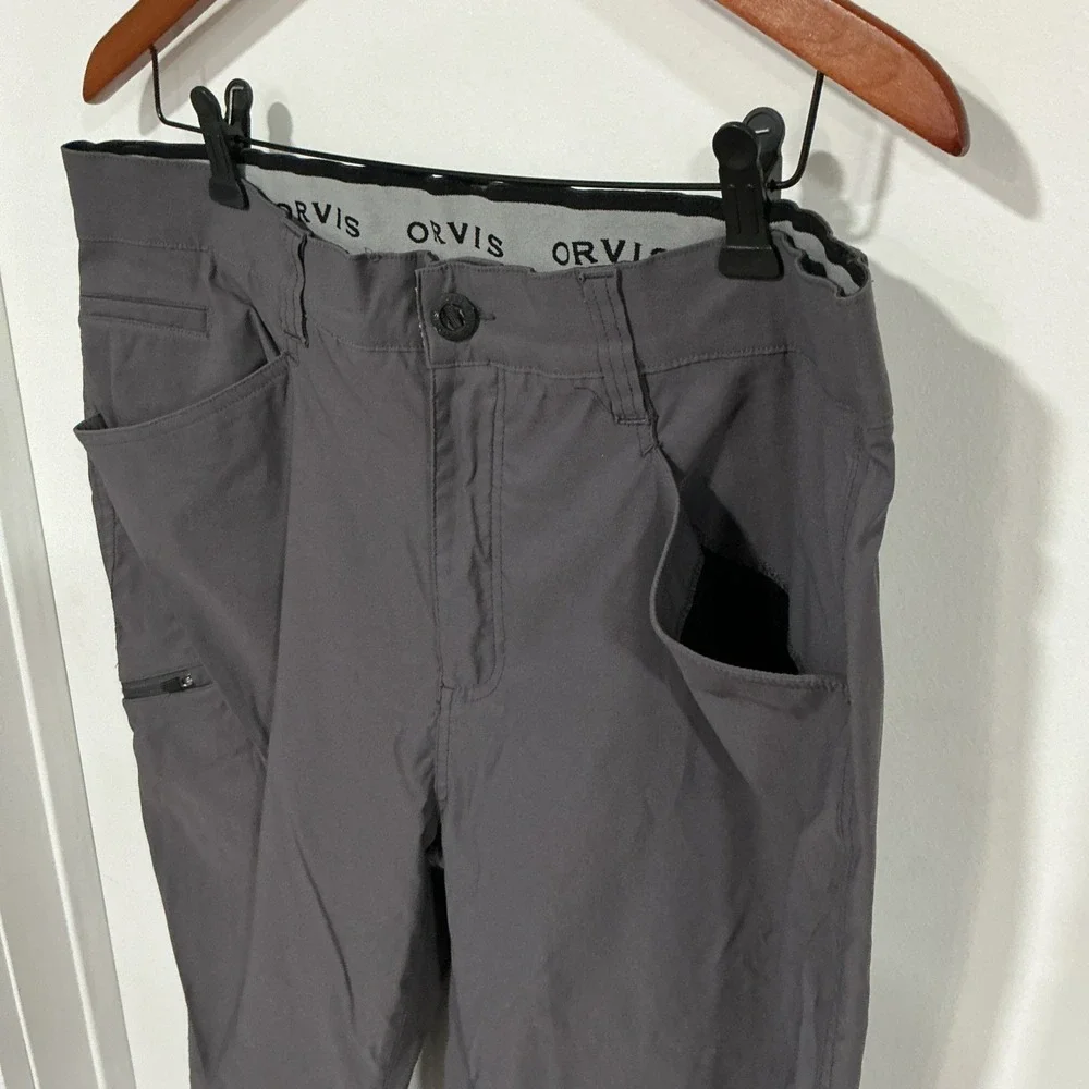Orvis Hiking Pants Mens 38x32 Flat Front, Gray, Fishing, Outdoor, Gorpcore
